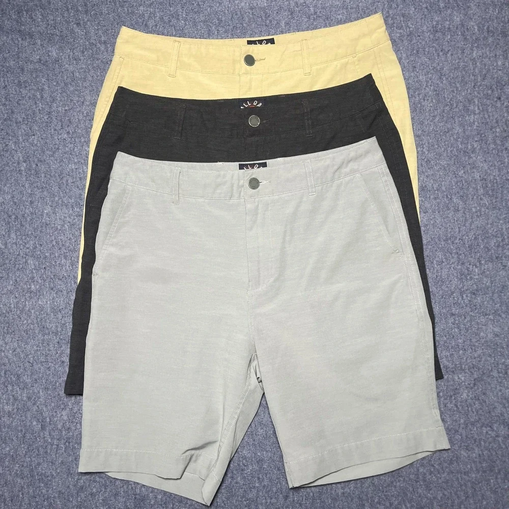 Lot of 3 Faherty All Day Shorts Mens 31 Hybrid Khaki Gray Charcoal Stretch 9in